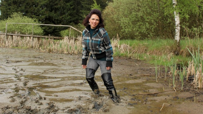 thigh high boots in water